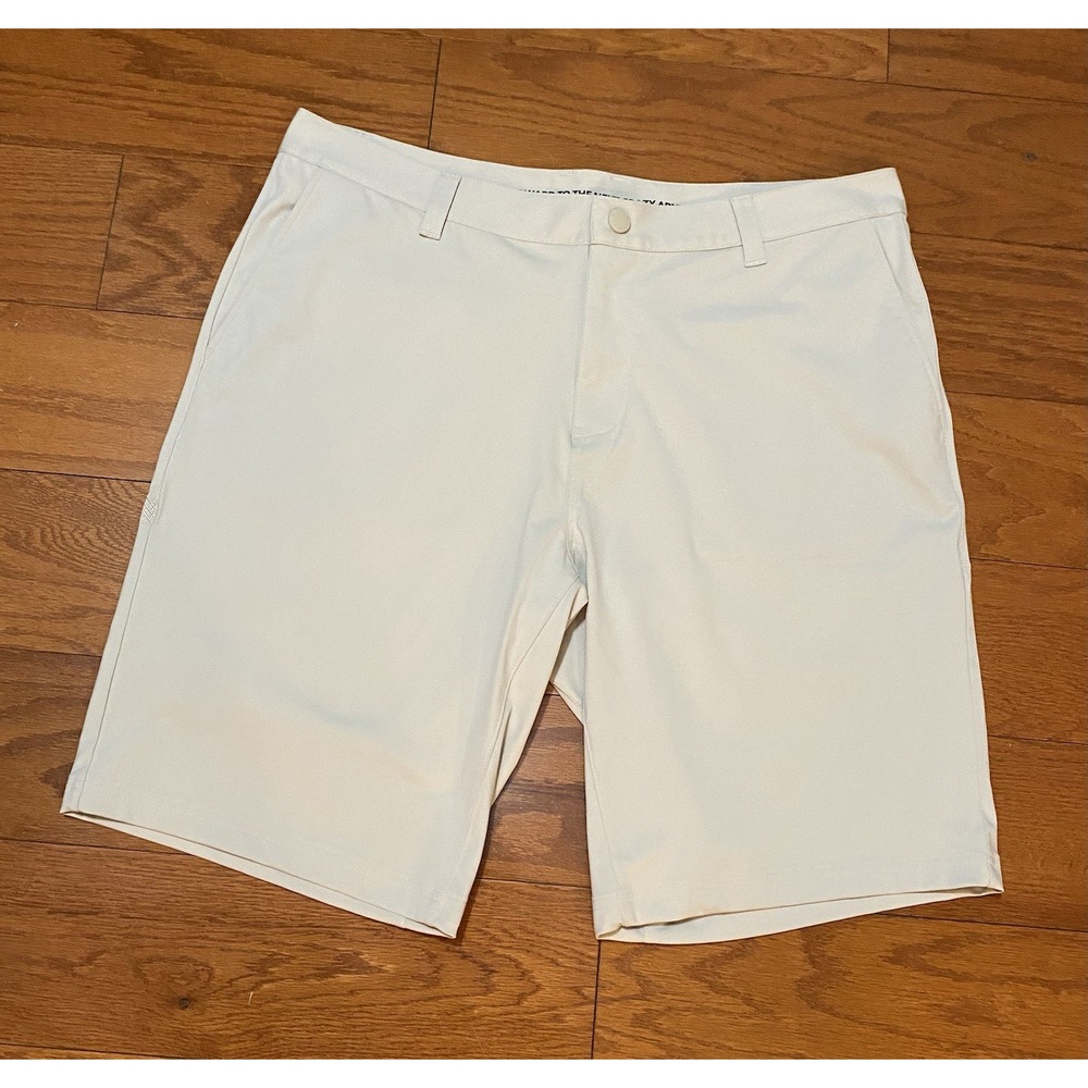 Rhone Shorts Men's 36 Commuter 11" Beige Flat Front Stretch Excellent Condition